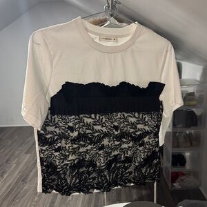 White and Black Lace T-Shirt